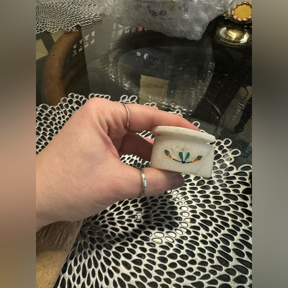 Marble Tea Coaster Set Inlay Floral Semi Precious Stone Handmade Home Decor - Picture 6 of 7